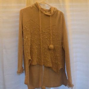 Cream pullover with hood